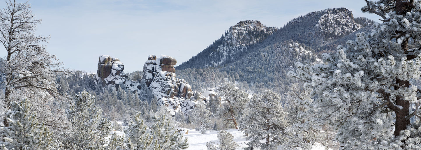 " Snowy Blair Rocks and Twin Mountain " Panoramic Photography Print