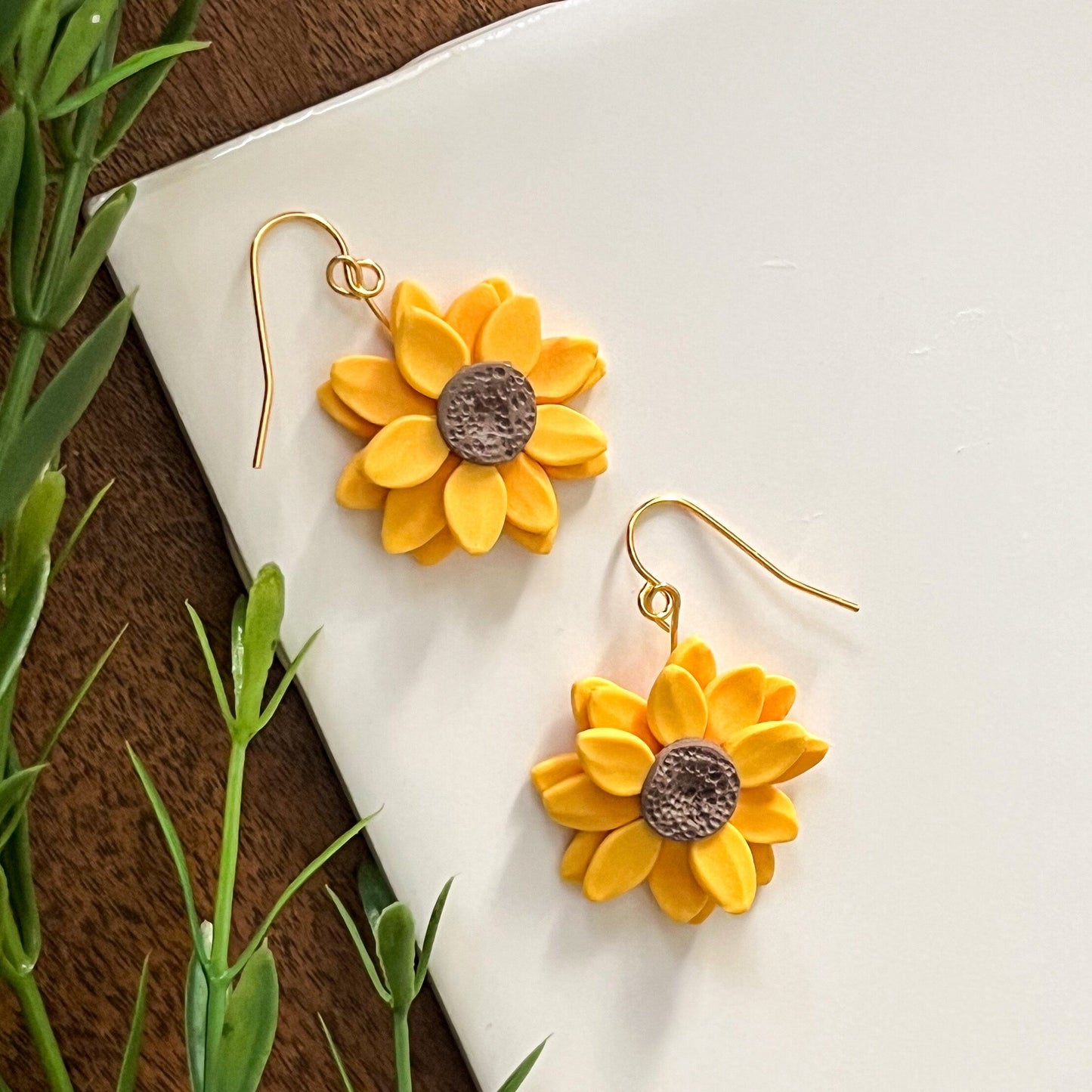 " Whole Sunflower " Polymer Clay Earrings