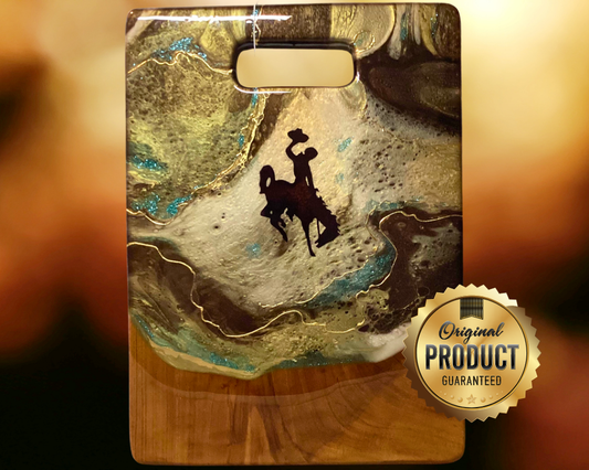 Rustic Luxury: Handcrafted Wyoming Cowboy Charcuterie Board with 24K Gold Accents