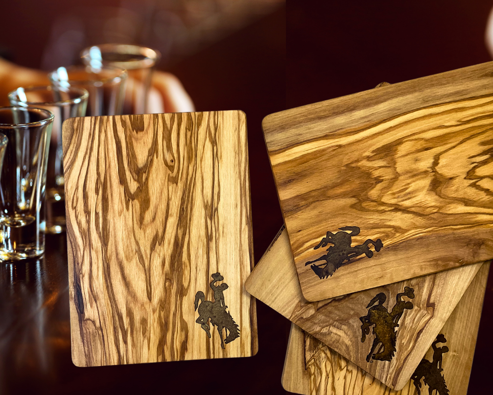 Wyoming Cowboy Olive Wood Cheese Board