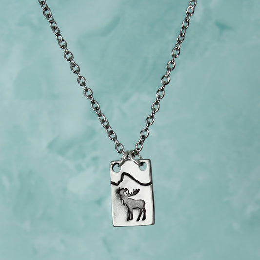 " Mountain Moose " Small Pendant Necklace