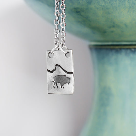 " Mountain Bison " Small Pendant Necklace