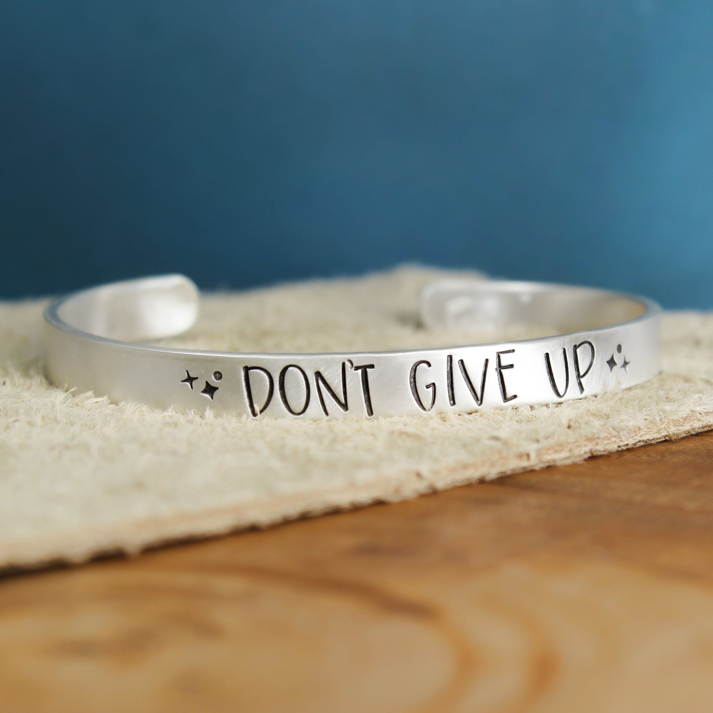 " Don't Give Up " Silver Cuff Bracelet