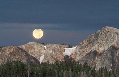 " Full Moonset " Over the Snowy Range Photo