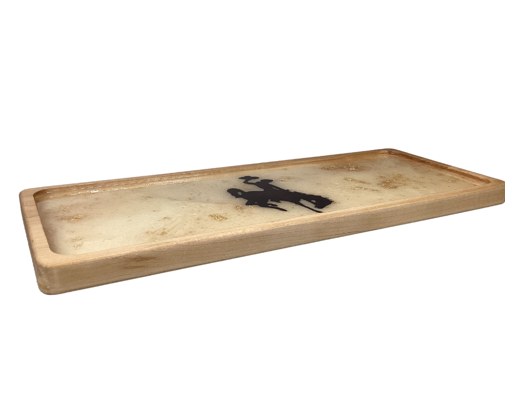 Wyoming Cowboy Resin-Enhanced Maple Wood Valet Tray & Cheese Board