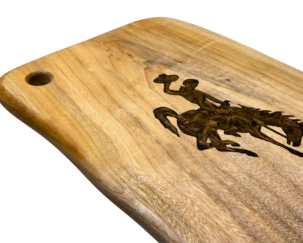 Wyoming Cowboy Charcuterie Cheese Board Featuring Iconic Steamboat Logo