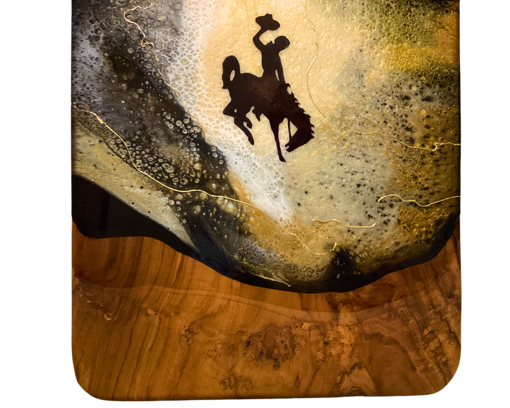 Wyoming Cowboy Charcuterie Cheese Board with 24K Gold Accents