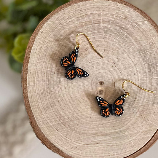 " Orange butterfly " Polymer Clay Earrings