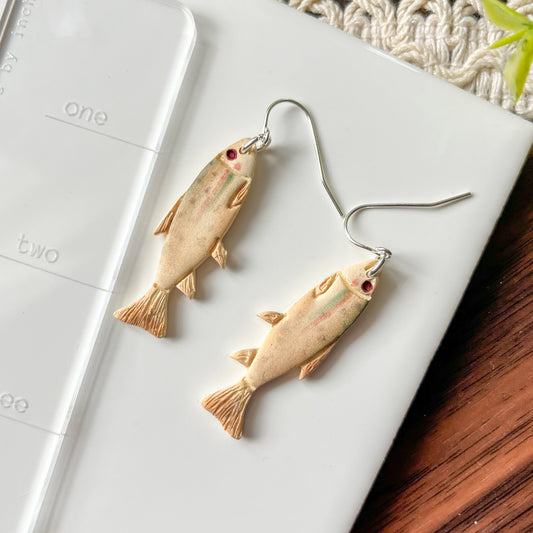 " Rainbow Trout " Polymer Clay Dangle Earrings