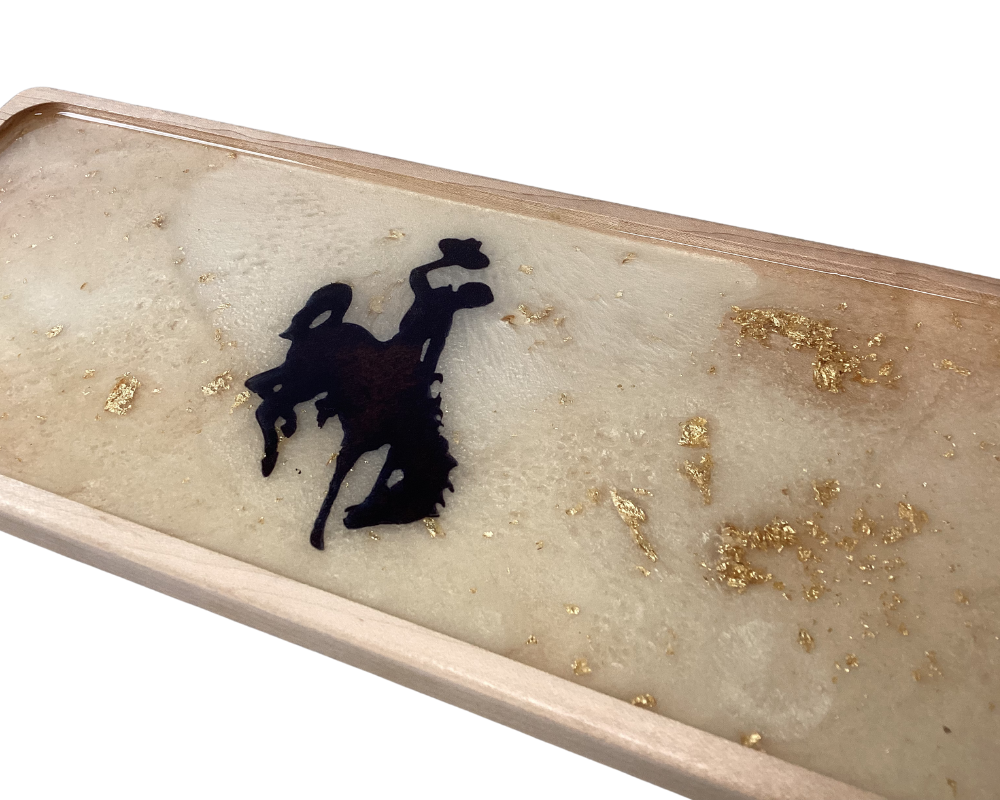 Wyoming Cowboy Resin-Enhanced Maple Wood Valet Tray & Cheese Board