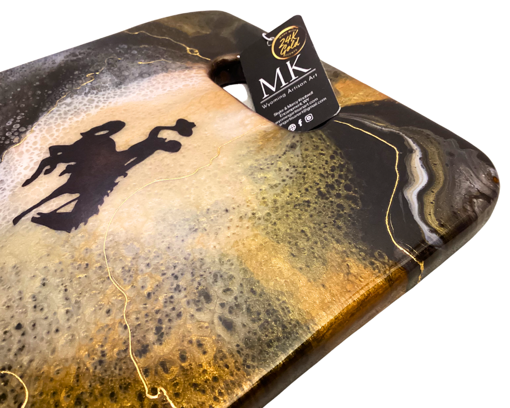 Wyoming Cowboy Charcuterie Cheese Board with 24K Gold Accents