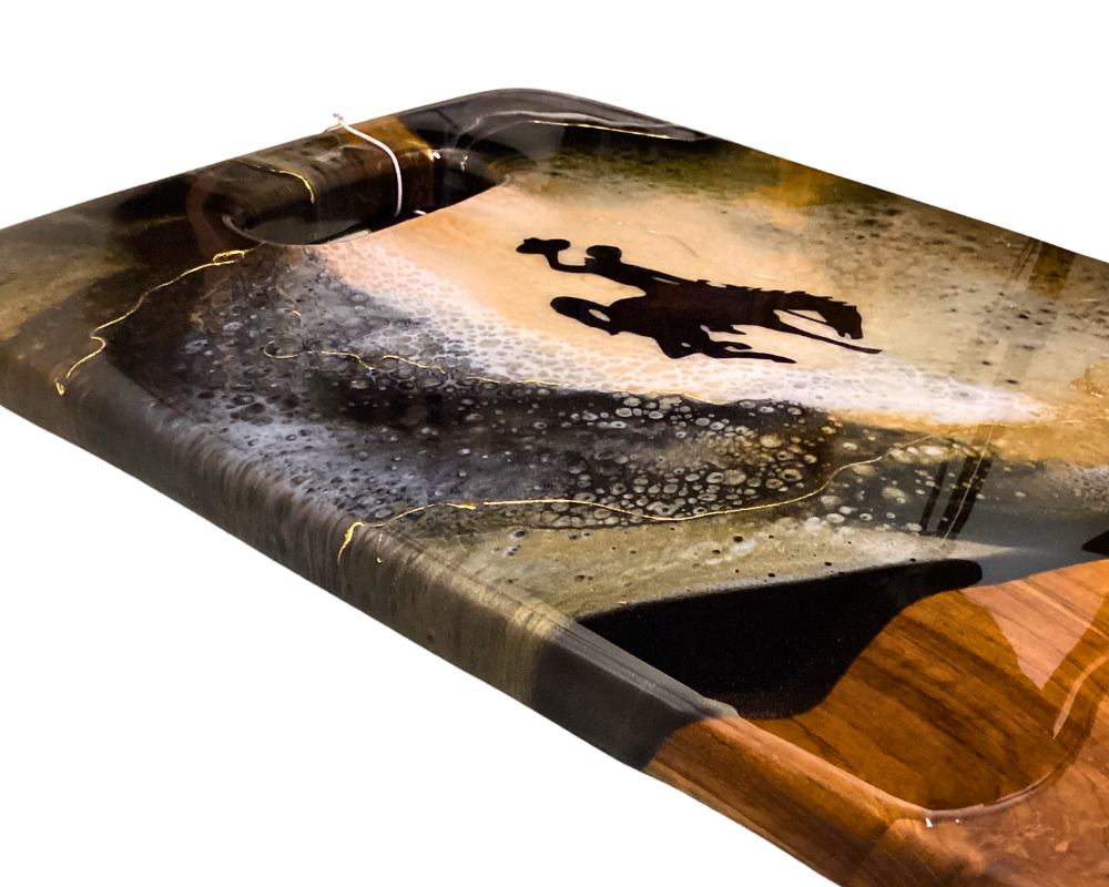 Wyoming Cowboy Charcuterie Cheese Board with 24K Gold Accents