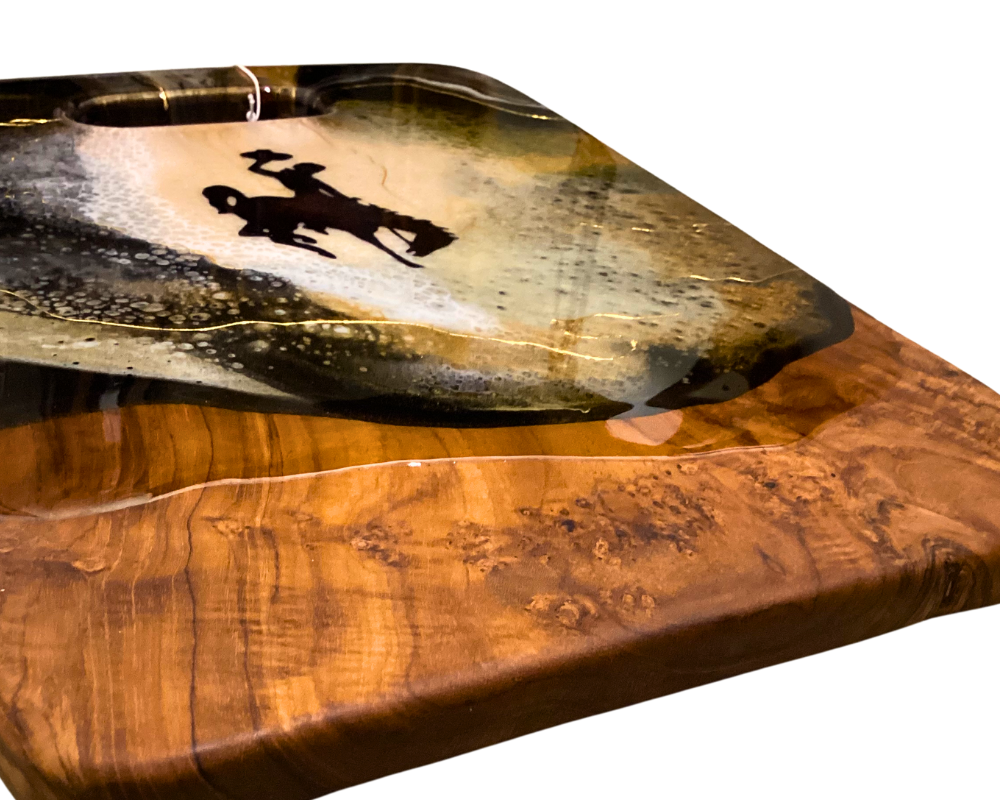 Wyoming Cowboy Charcuterie Cheese Board with 24K Gold Accents