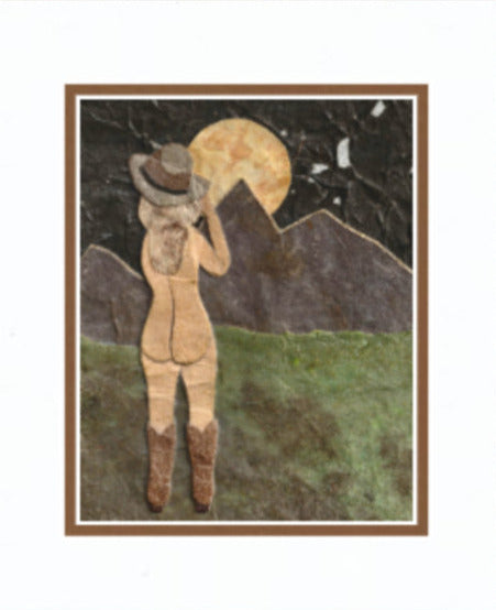 " Cowgirl Moonbath " Paper Collage Art