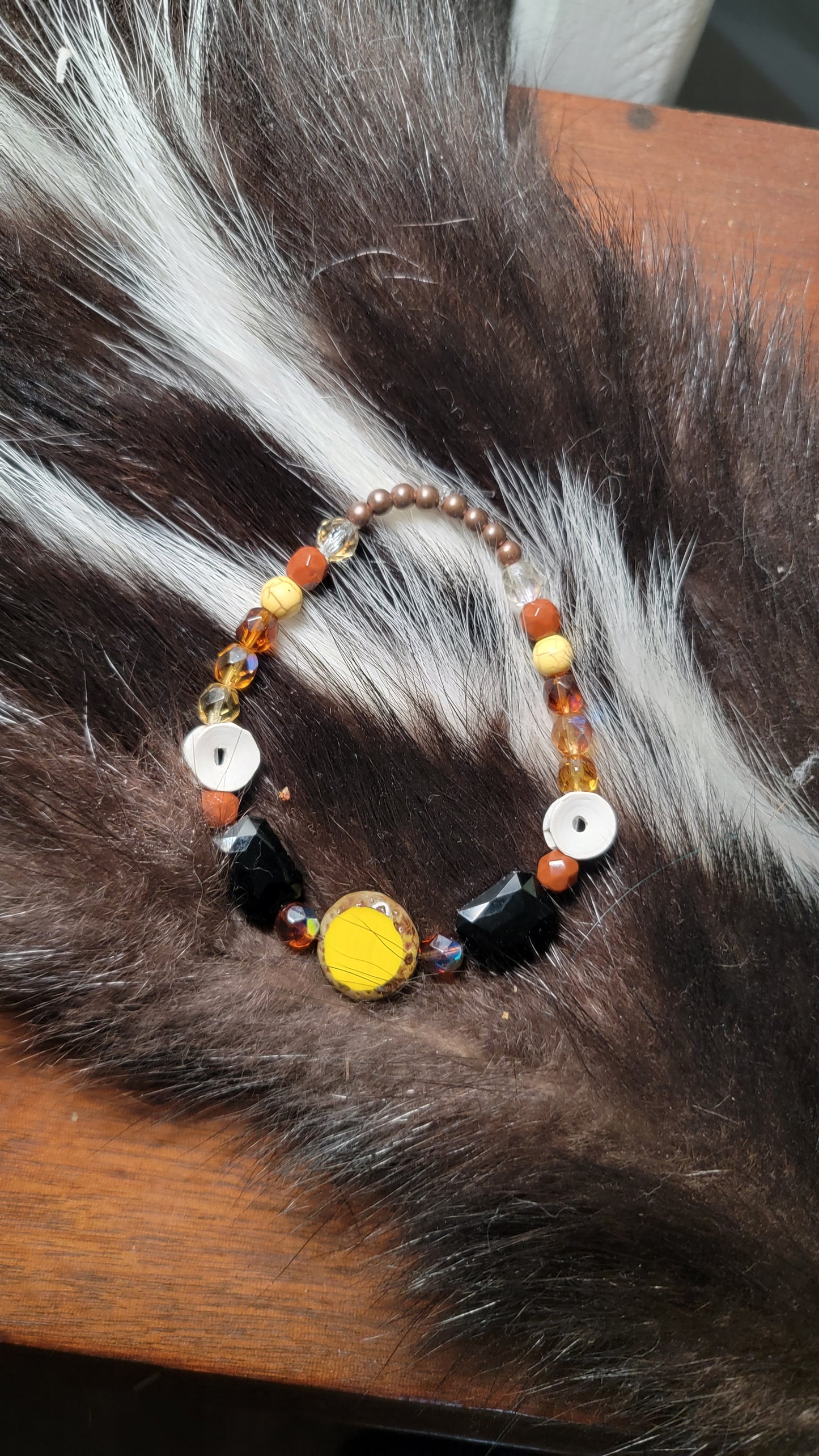 " Fish Bone - Yellow" Stretchy Bracelet