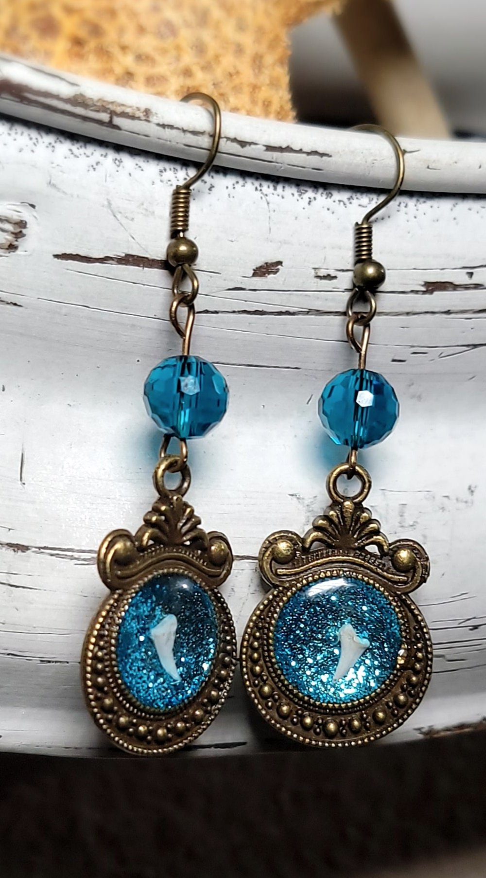 Rabbit Claw Blue Sparkly Earrings