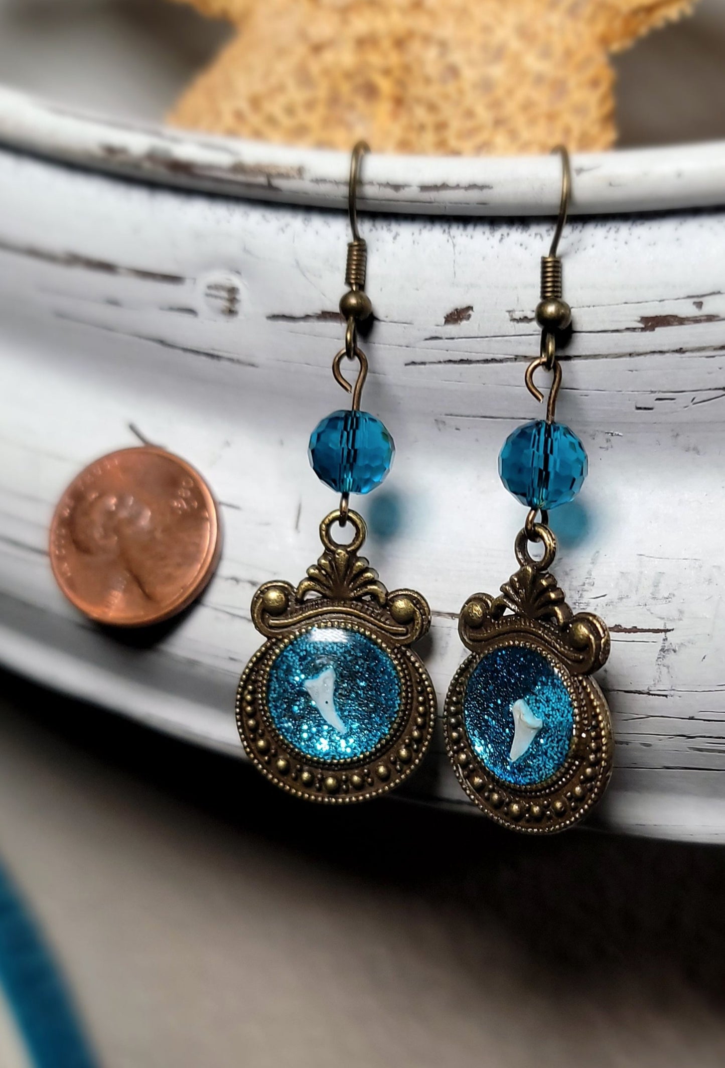 Rabbit Claw Blue Sparkly Earrings