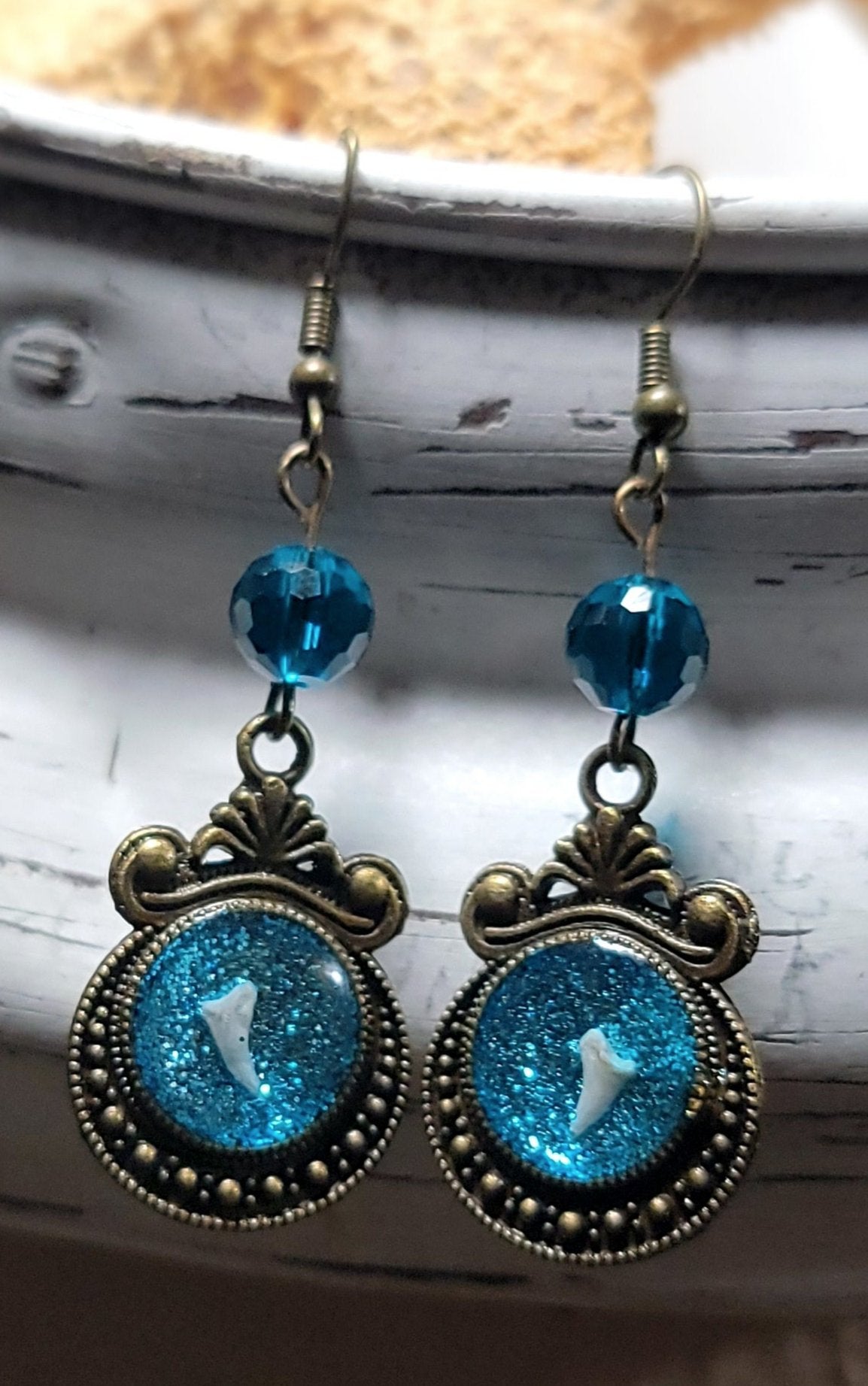 Rabbit Claw Blue Sparkly Earrings