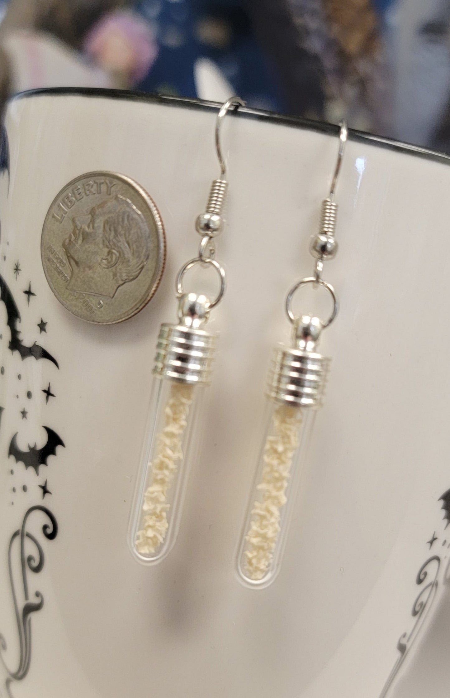 Garter Snake Vertebrae in Vial Earrings