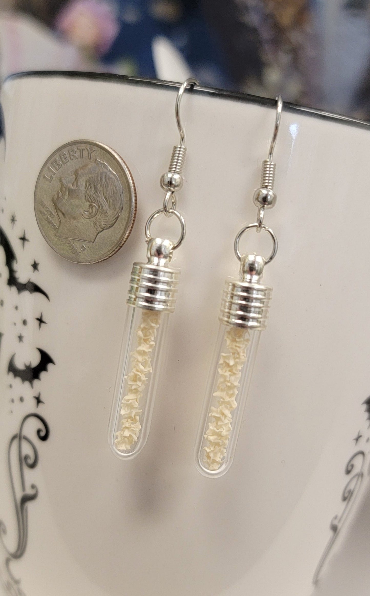 Garter Snake Vertebrae in Vial Earrings