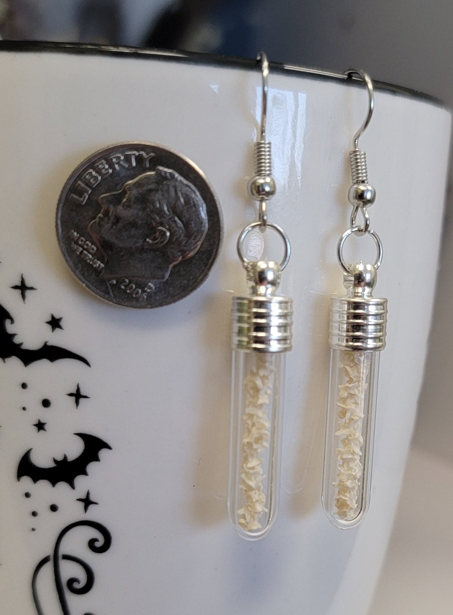 Garter Snake Vertebrae in Vial Earrings