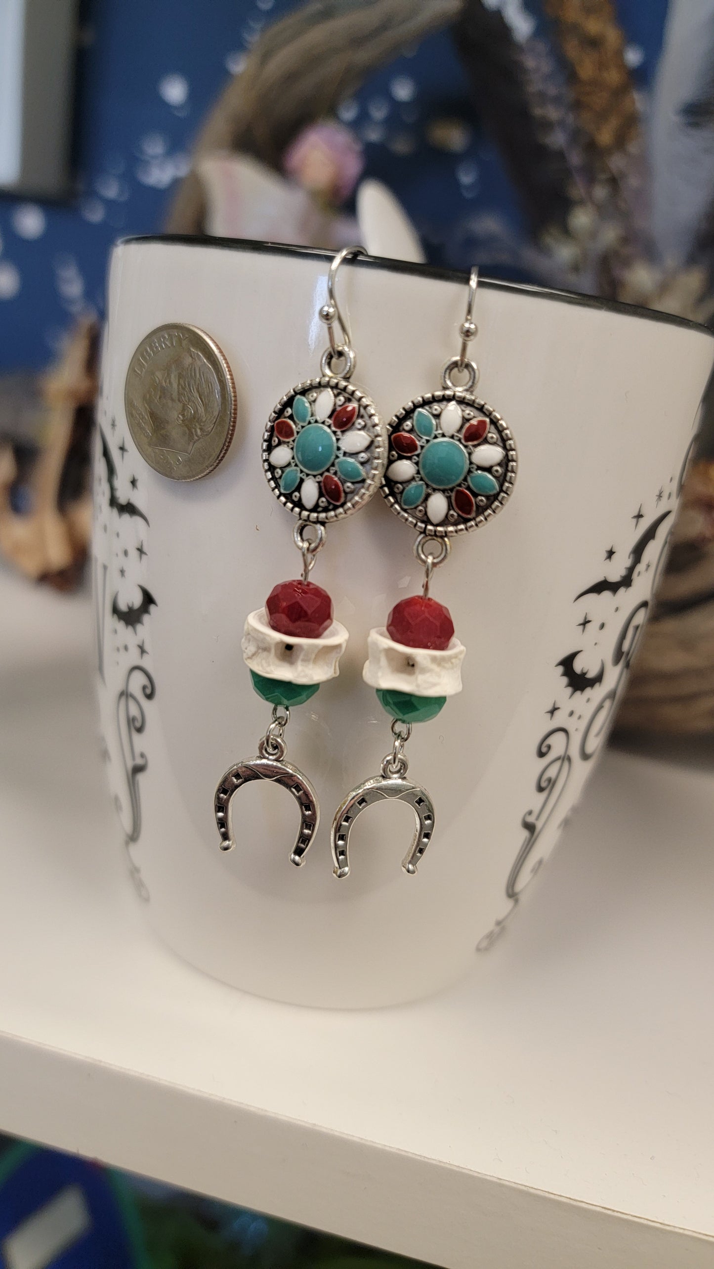 Silver Western and Fish Bone Earrings