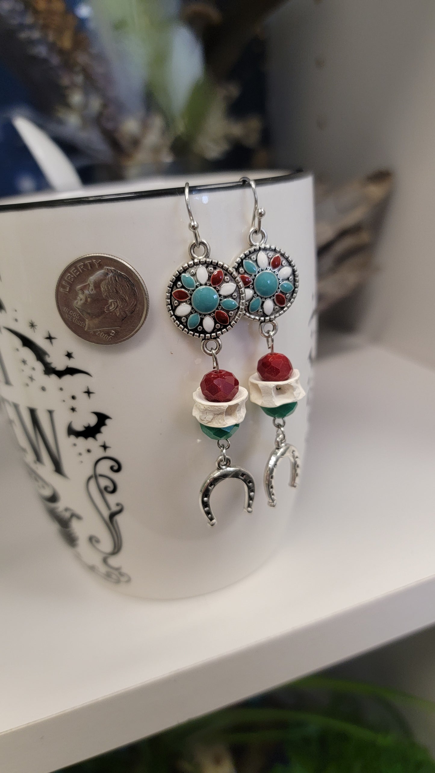 Silver Western and Fish Bone Earrings