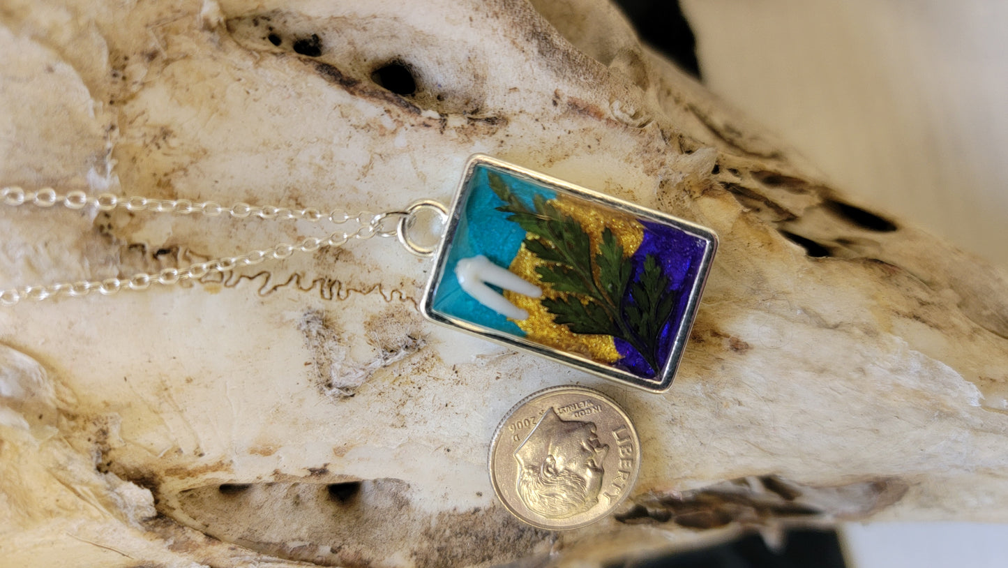 " Raccoon Tooth and Greenery " Necklace