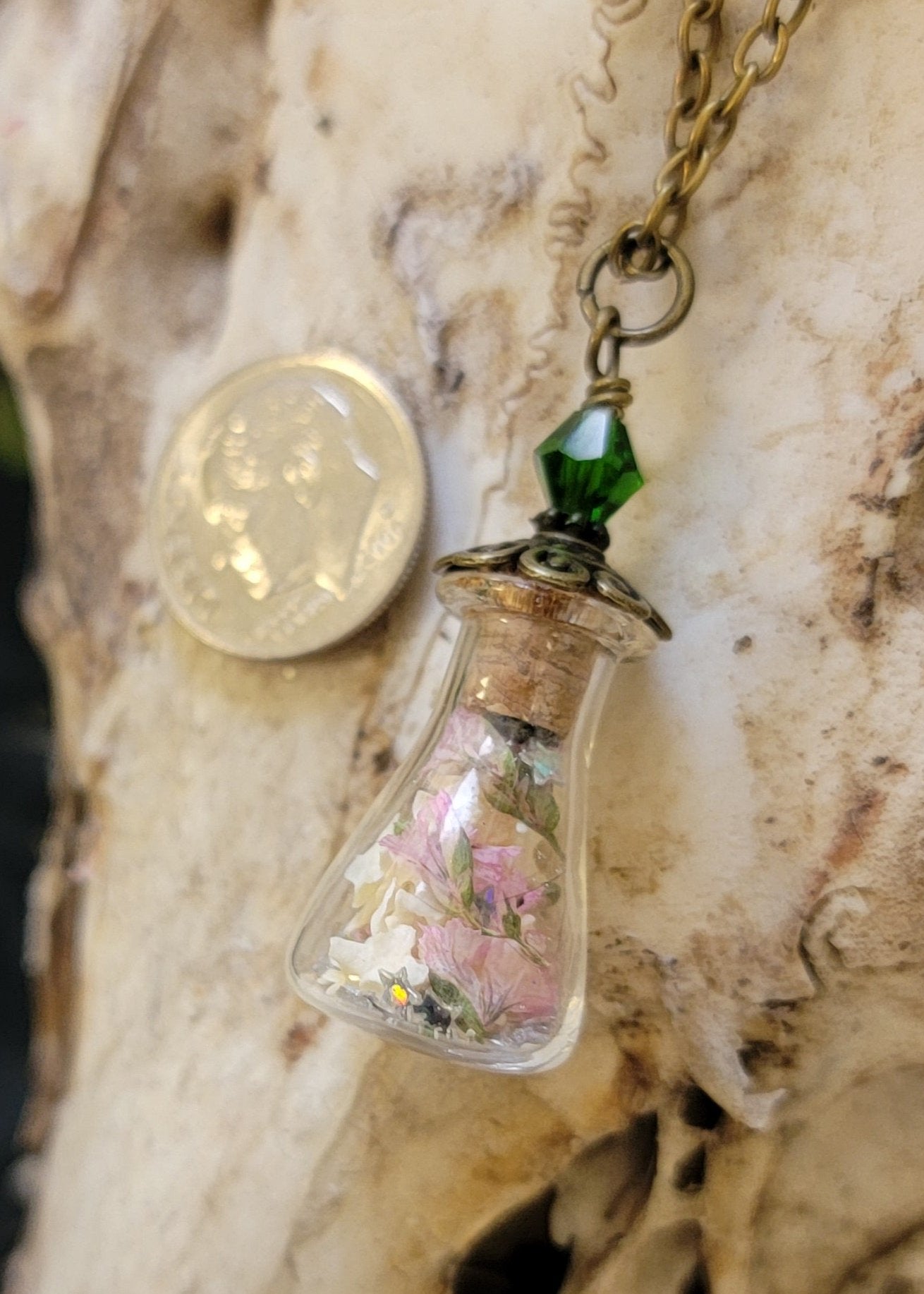 " Potion Vial Bottle of Snake Bones" Necklace