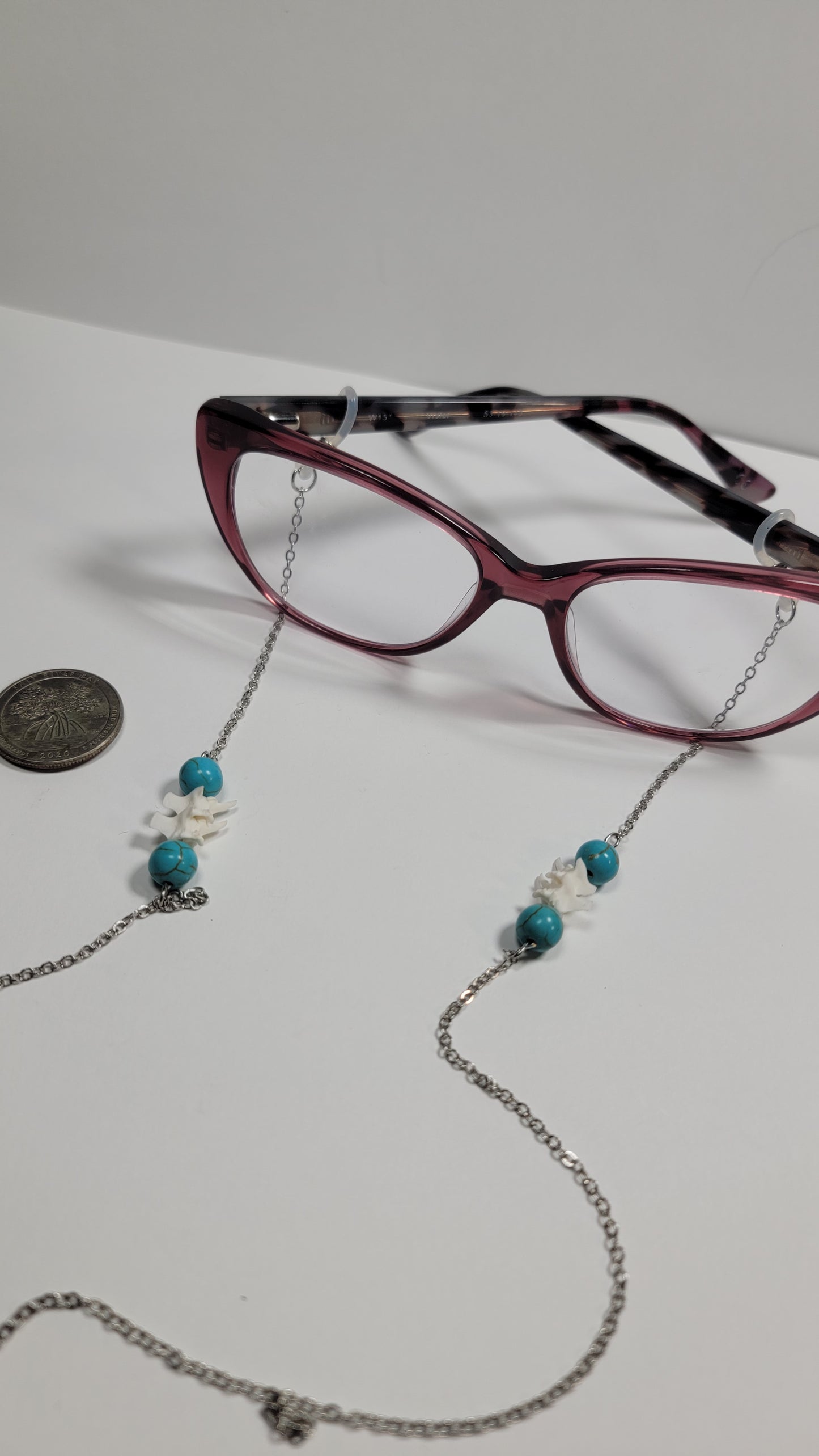 "Rattlesnake Vertebrae and Turquoise beads" Eye Glasses Chain