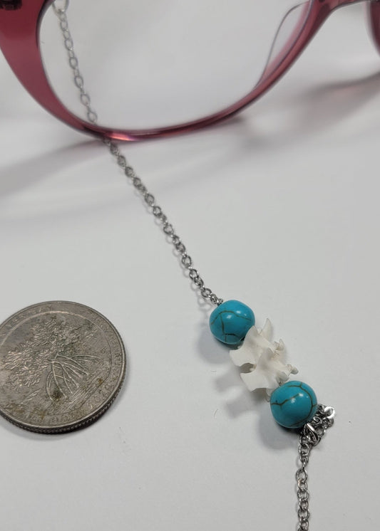 "Rattlesnake Vertebrae and Turquoise beads" Eye Glasses Chain