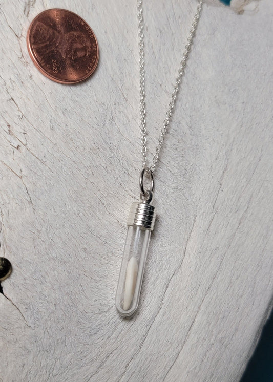 Silver Simplistic Opossum Fang Vial Necklace