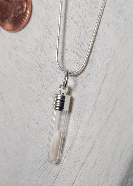 Silver Simplistic Opossum Fang Vial Necklace