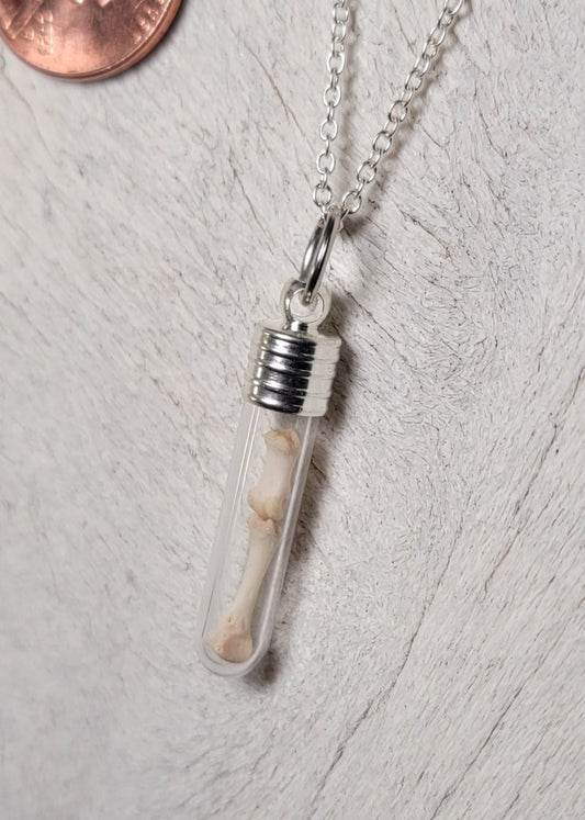 Silver Simplistic Rodent Bones Vial Necklace