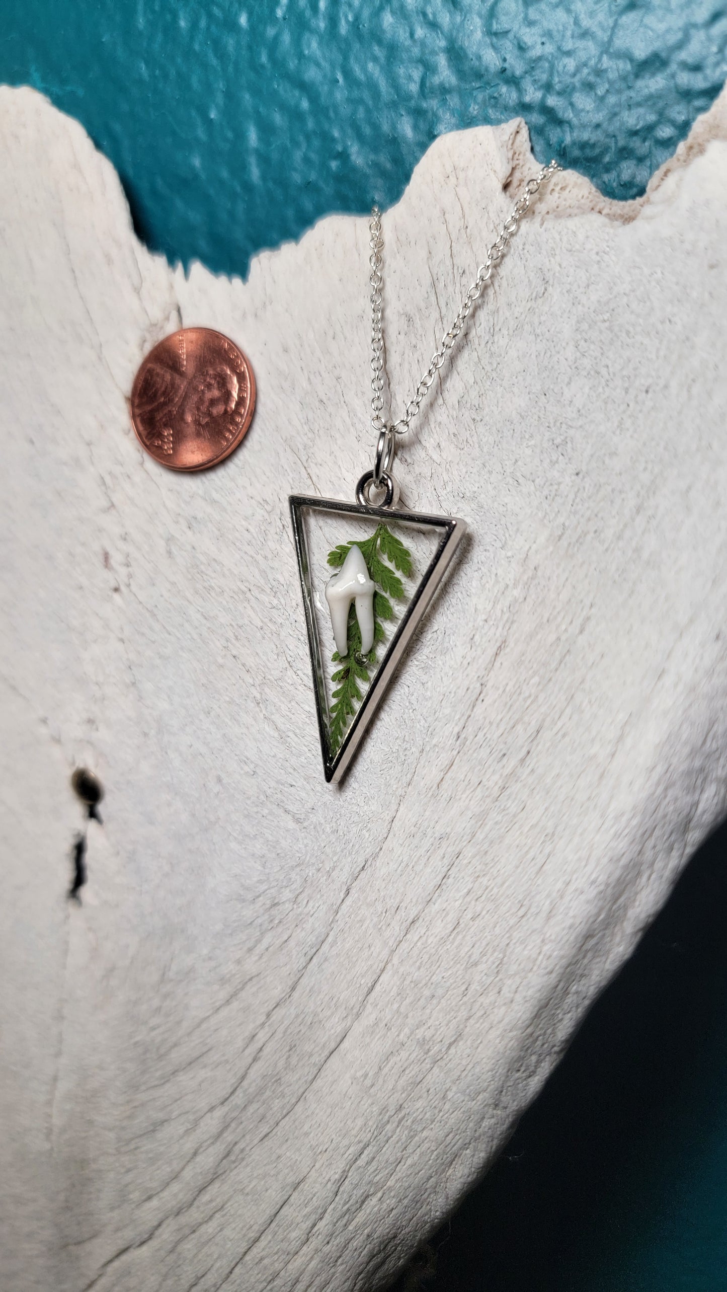 Silver Triangle Raccoon Tooth Necklace