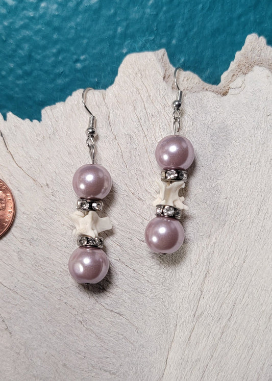 Lavender Sparkling Rattlesnake Vertebrae Earrings