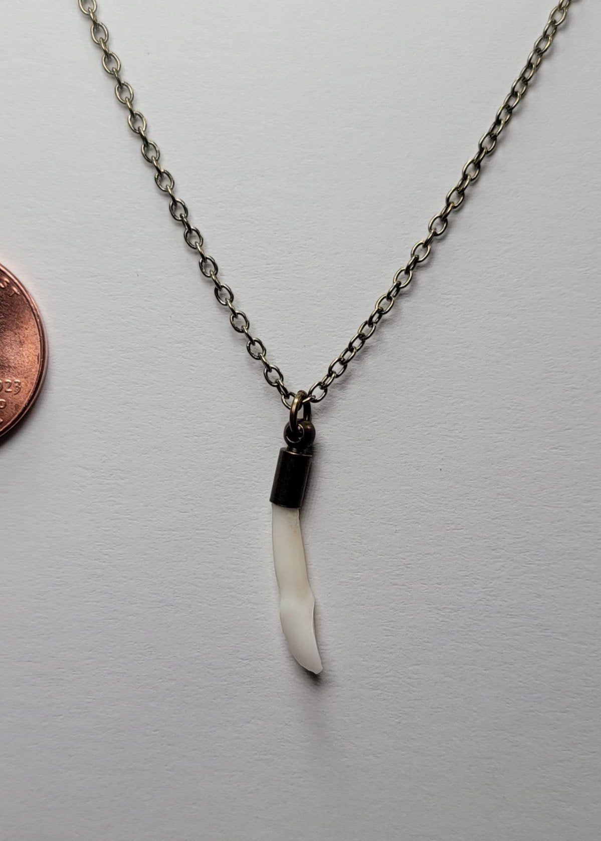 Dainty Deer Tooth Antique Gold Chain Necklace