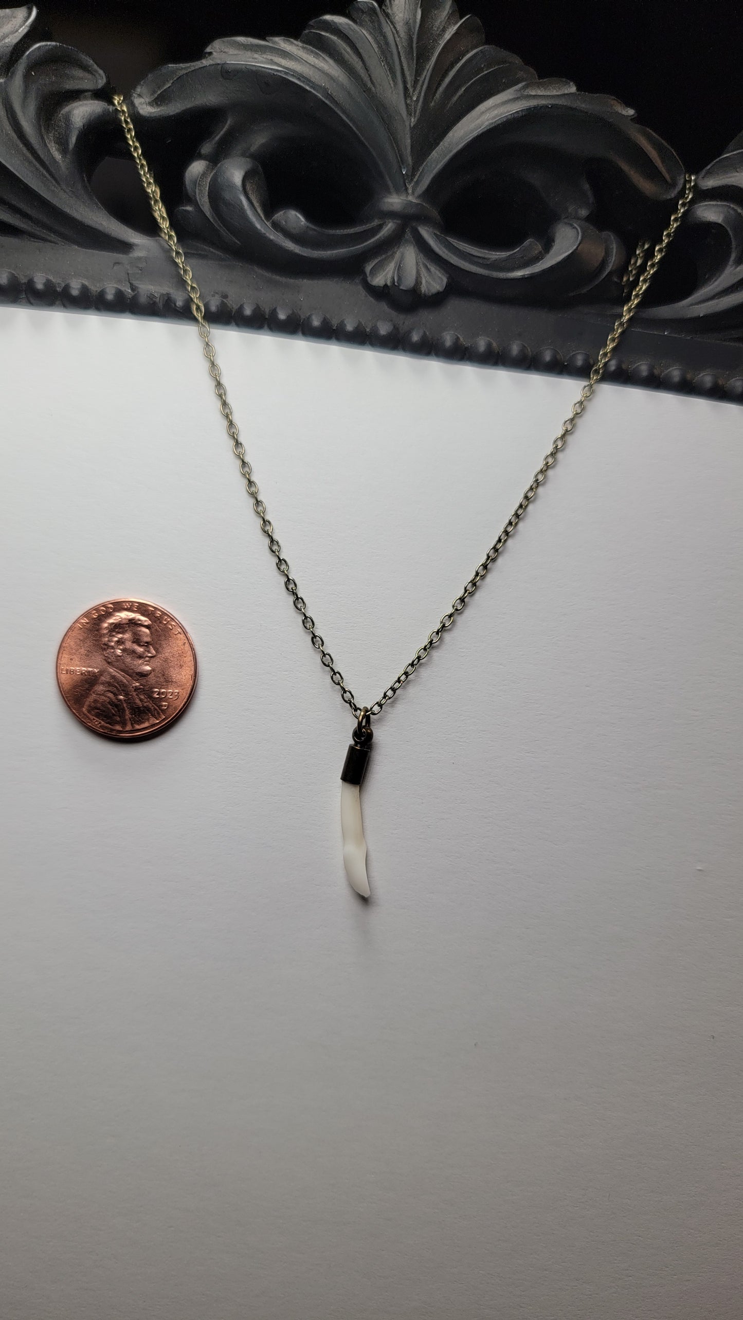 Dainty Deer Tooth Antique Gold Chain Necklace