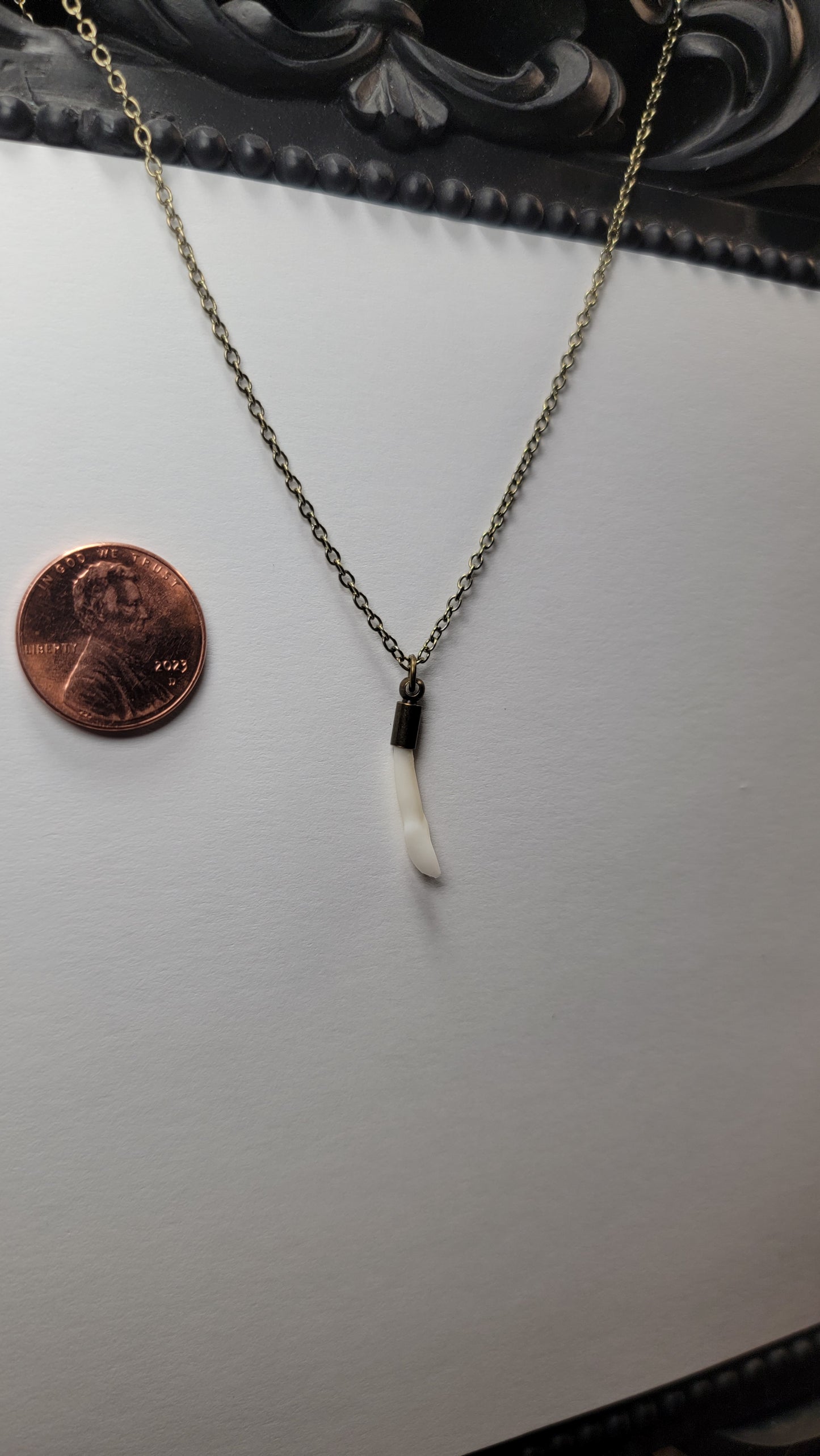 Dainty Deer Tooth Antique Gold Chain Necklace