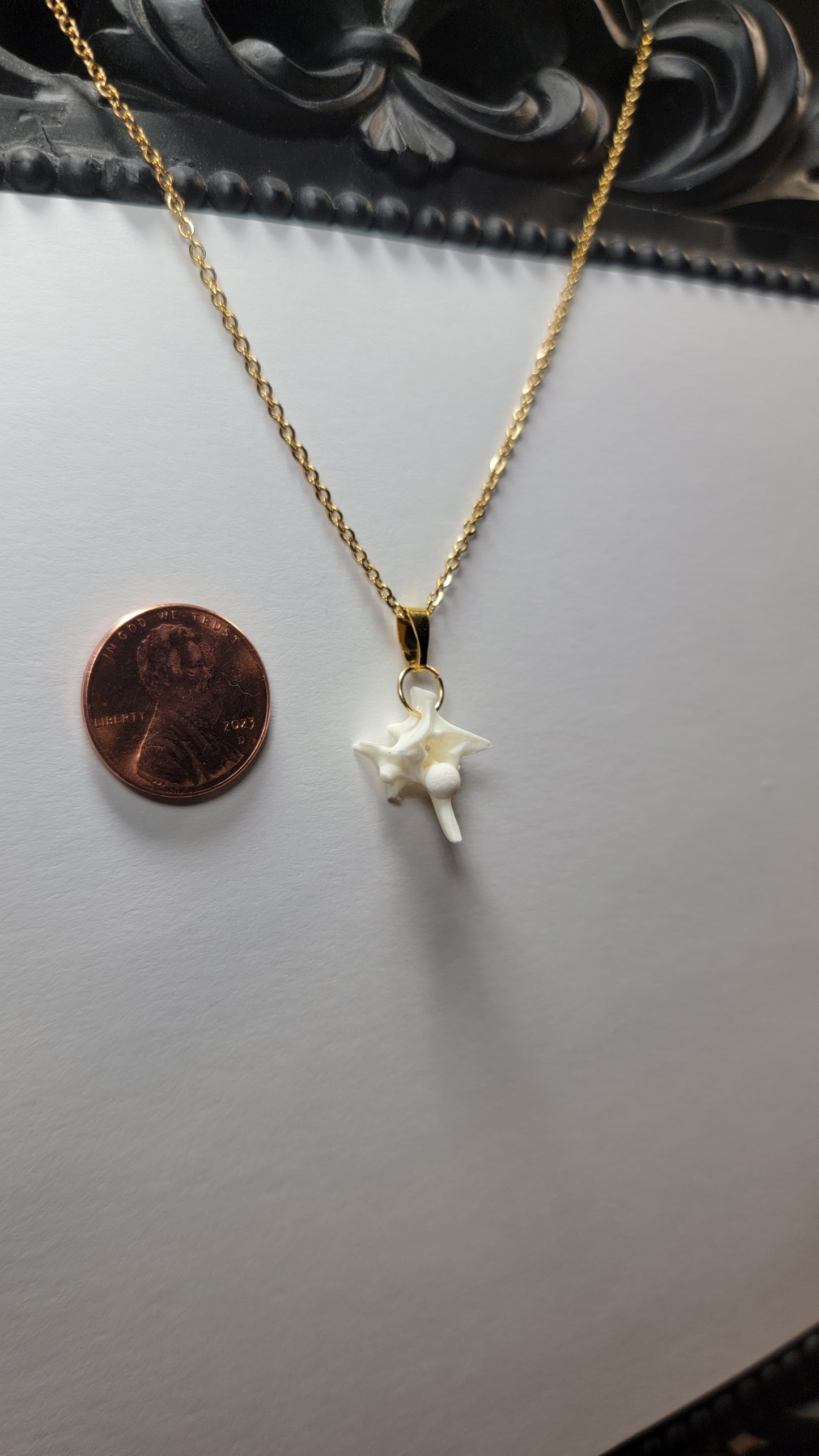 Single Rattlesnake Vertebrae Gold Chain Necklace