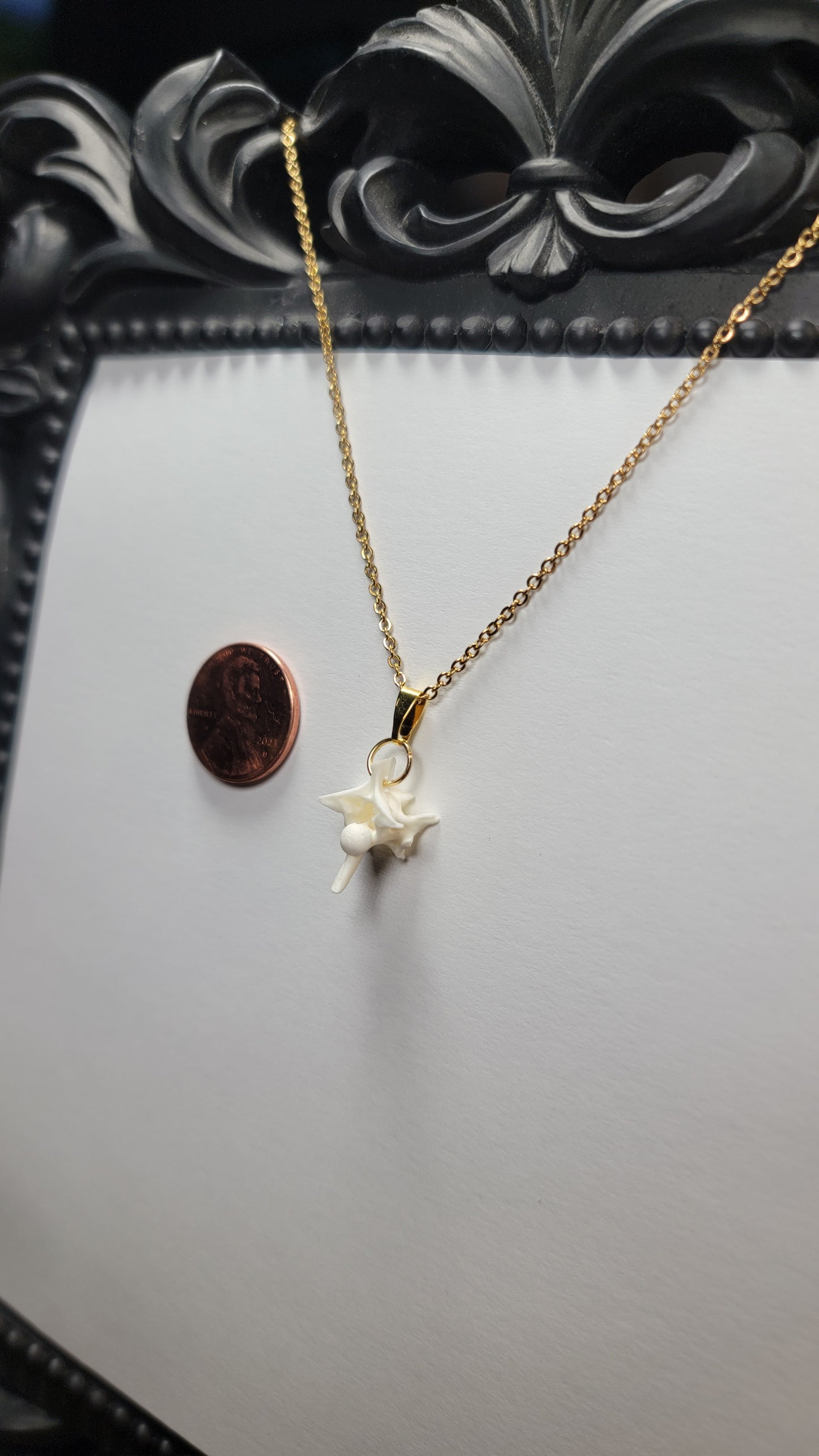 Single Rattlesnake Vertebrae Gold Chain Necklace