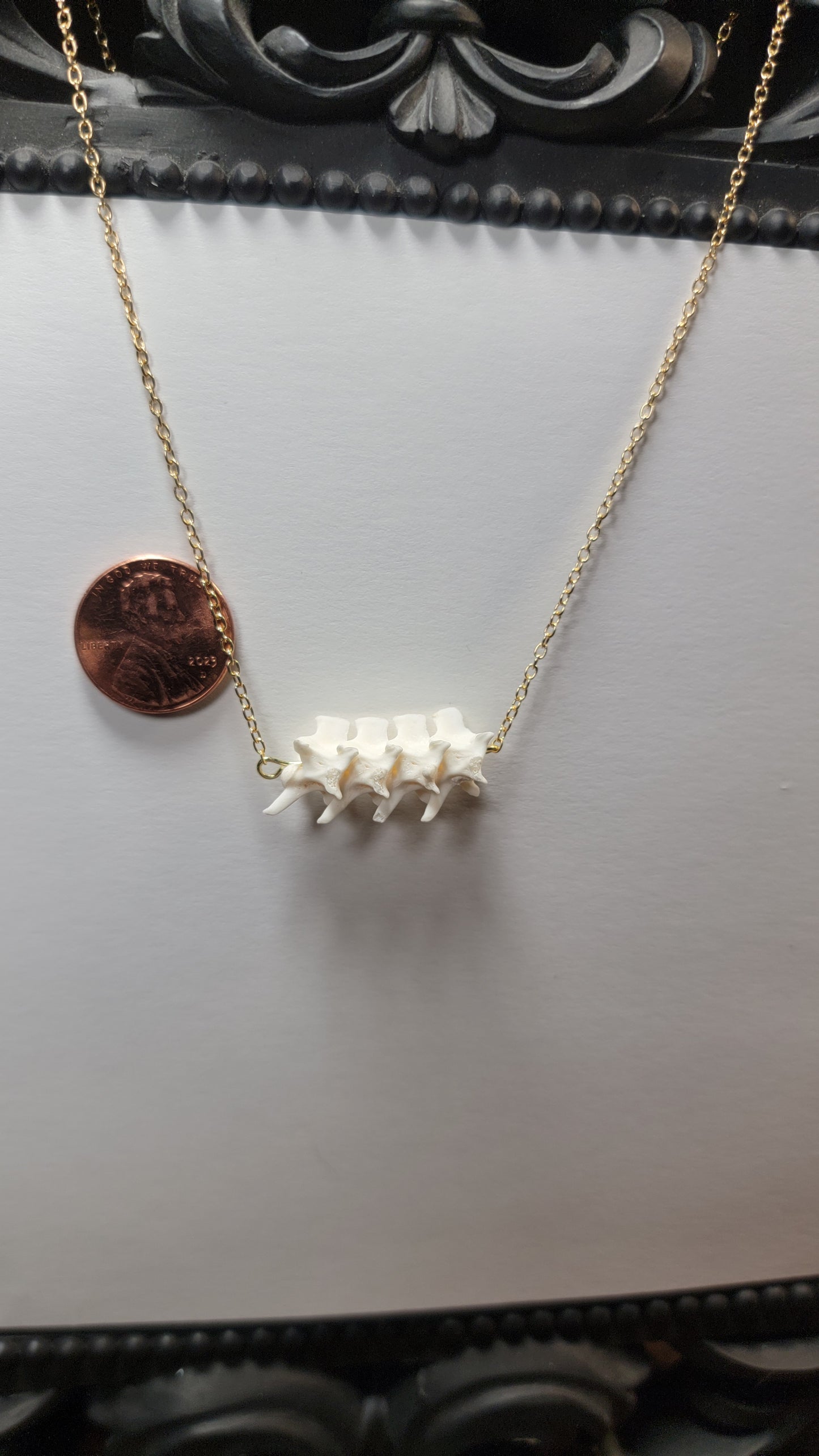 Row of Rattlesnake vertebrae Gold Necklace