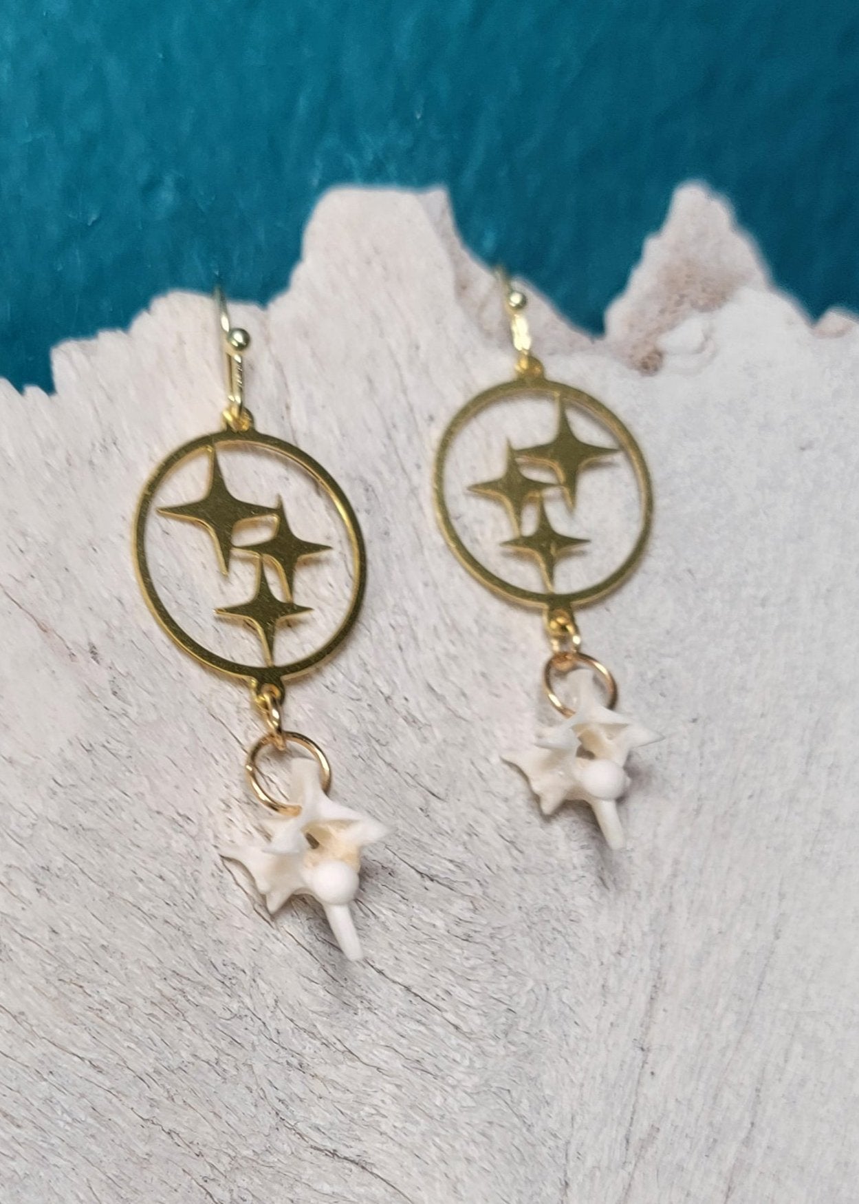 Gold Star Hoops Rattlesnake Earrings