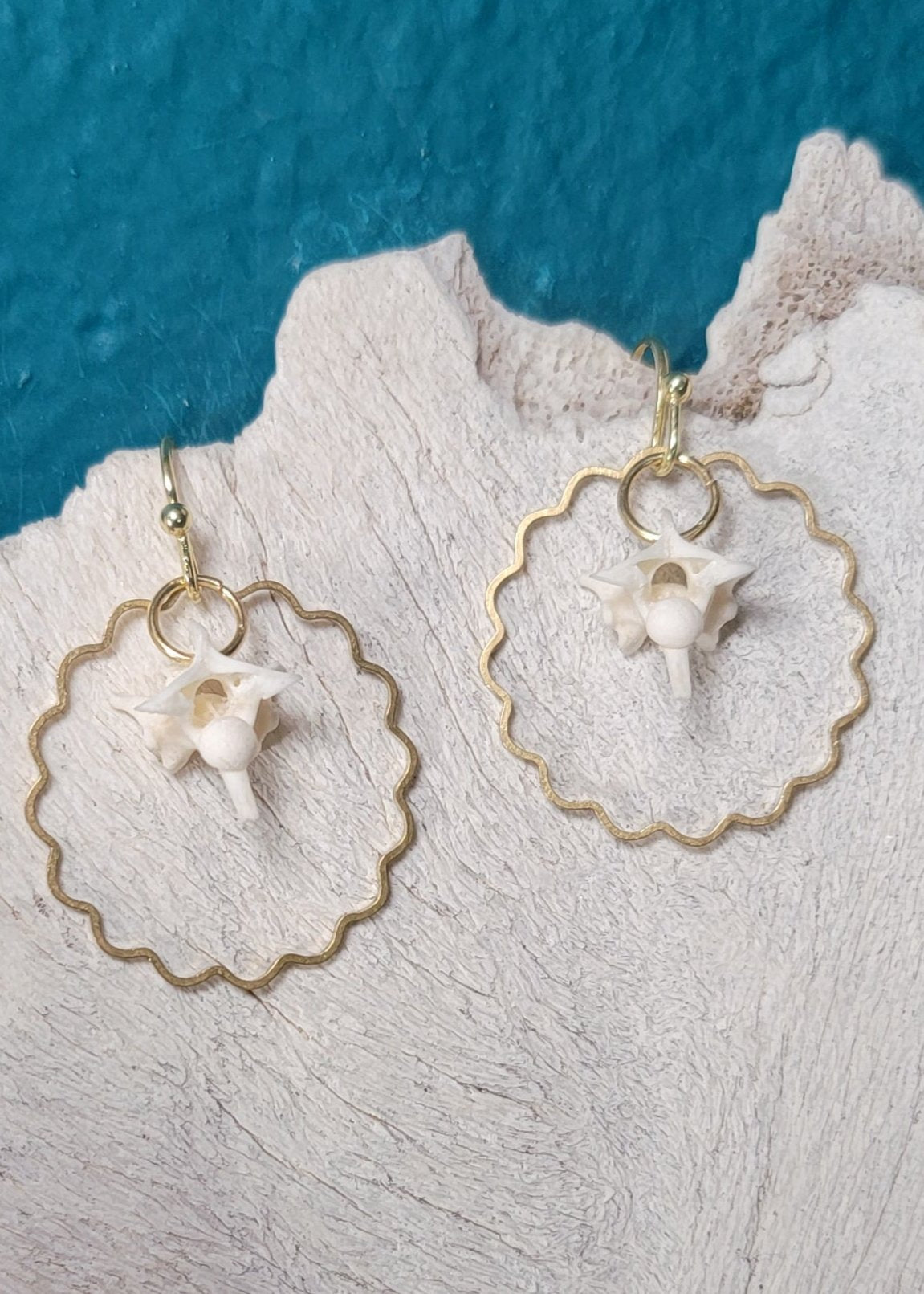 Scalloped Gold Hoops Rattlesnake Earrings