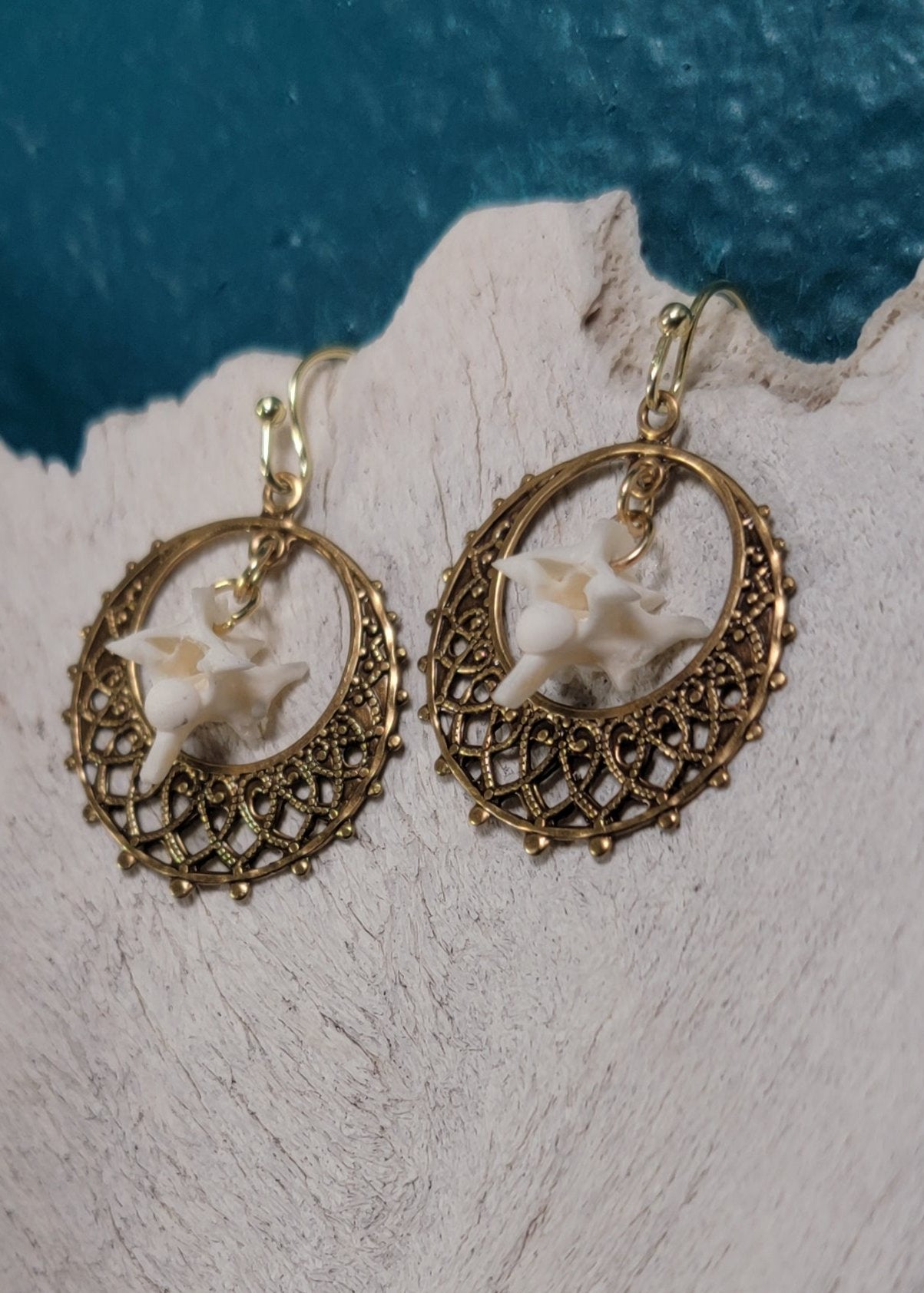 Ornate Gold Hoops Rattlesnake Earrings