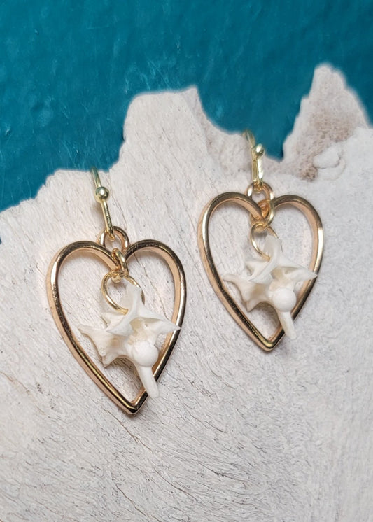 Gold Heart Rattlesnake Earrings