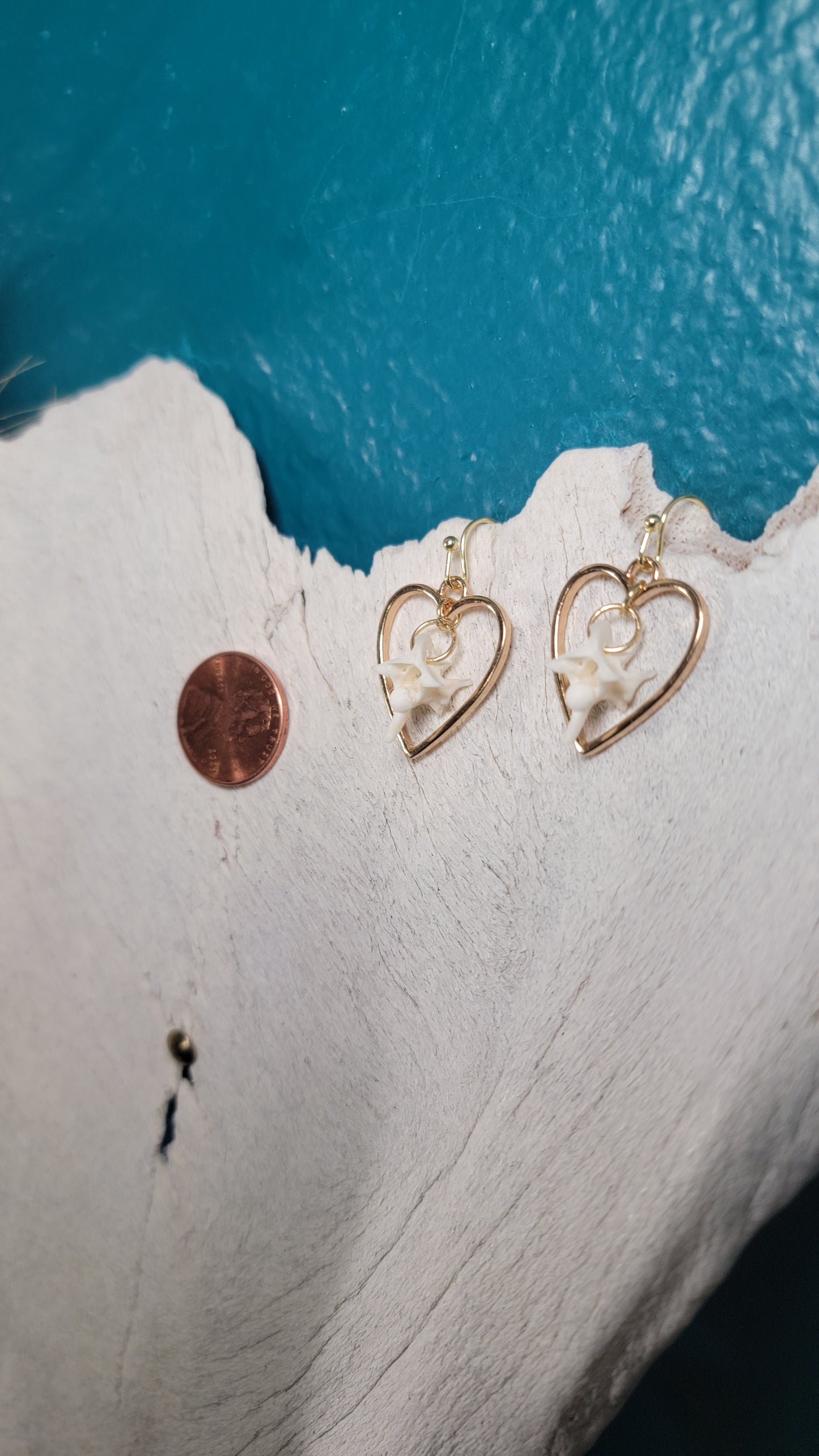 Gold Heart Rattlesnake Earrings