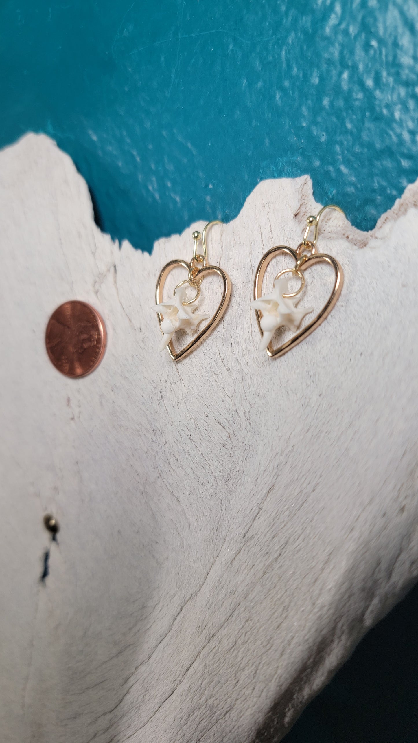 Gold Heart Rattlesnake Earrings