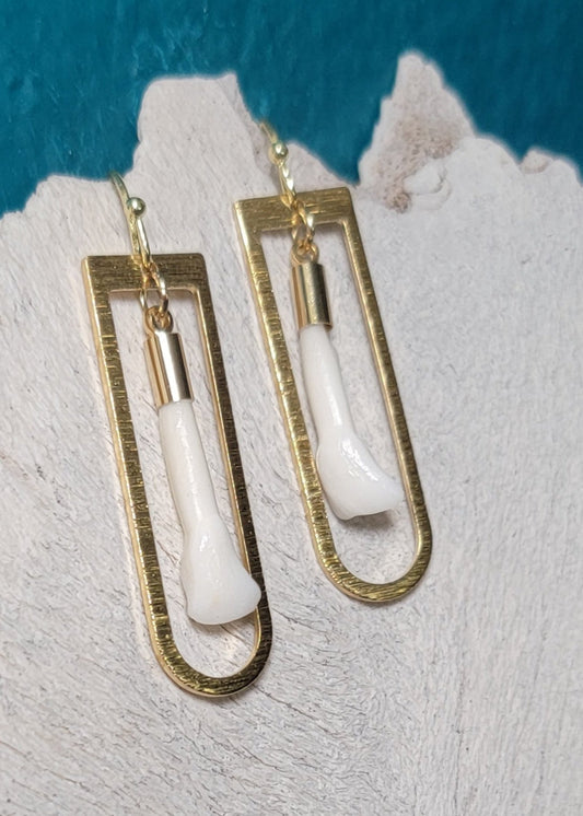 Oblong Deer Teeth Earrings