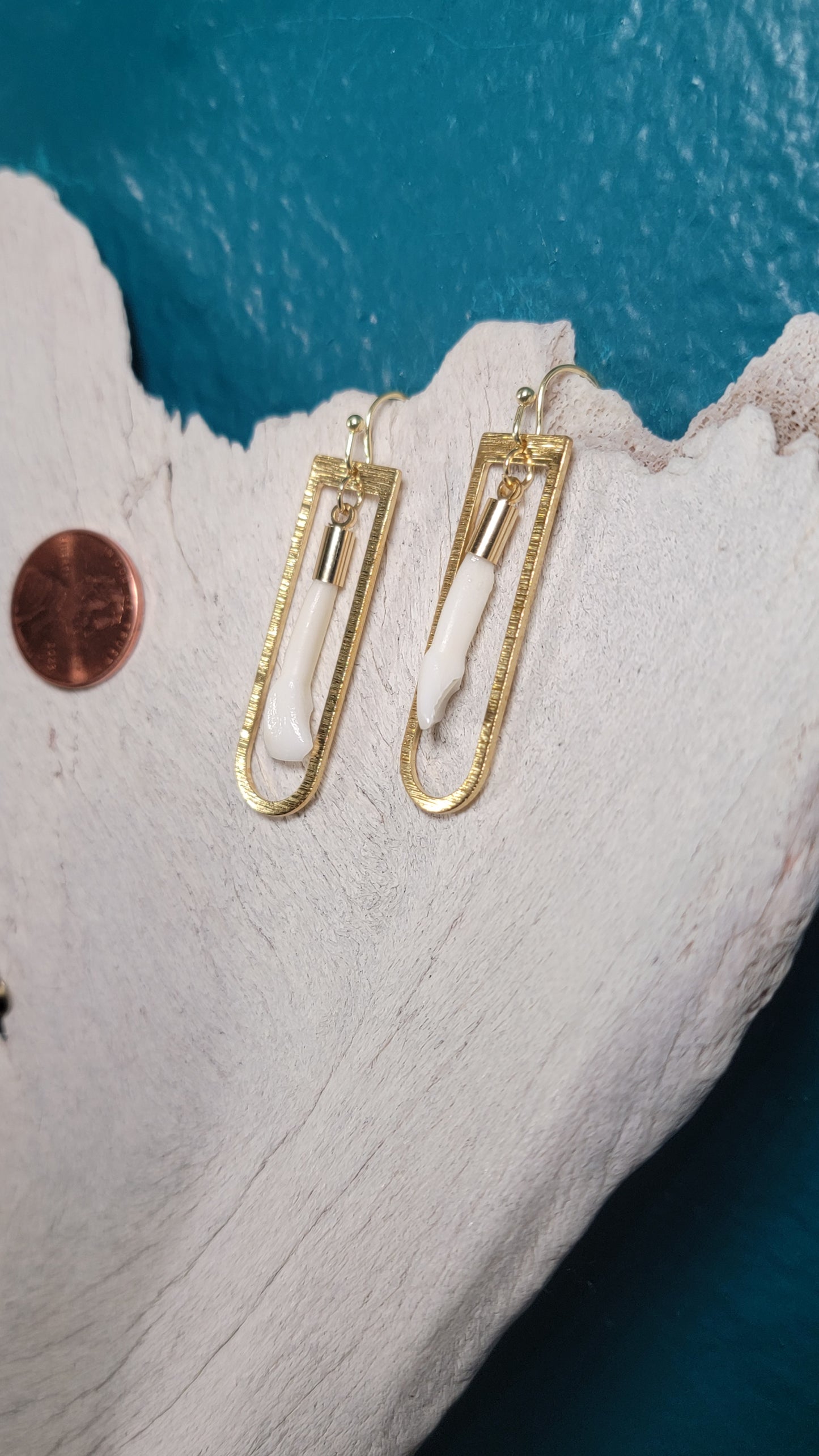 Oblong Deer Teeth Earrings